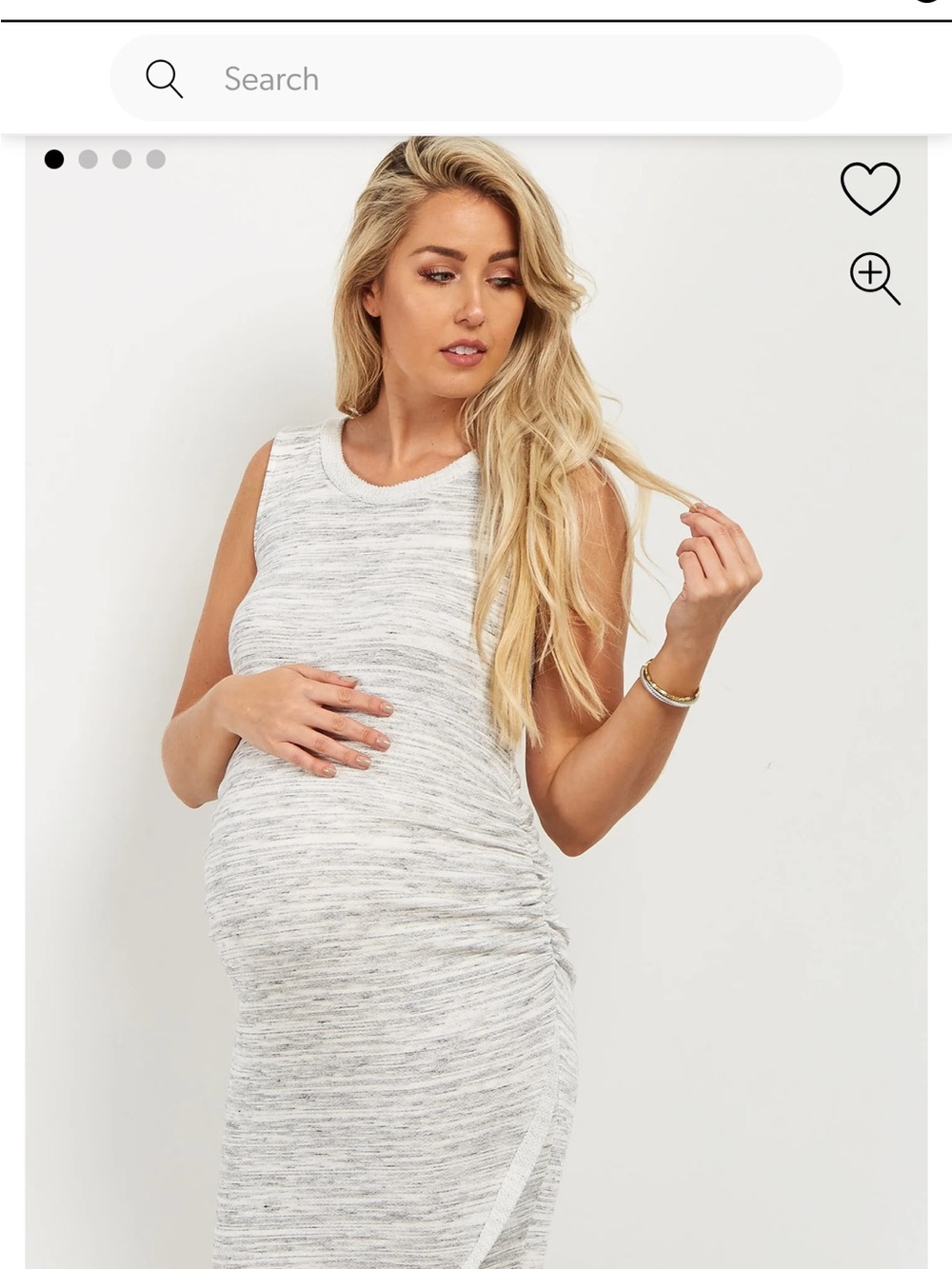 PinkBlush- Light Gray Maternity Tank Top Dress -   Knit